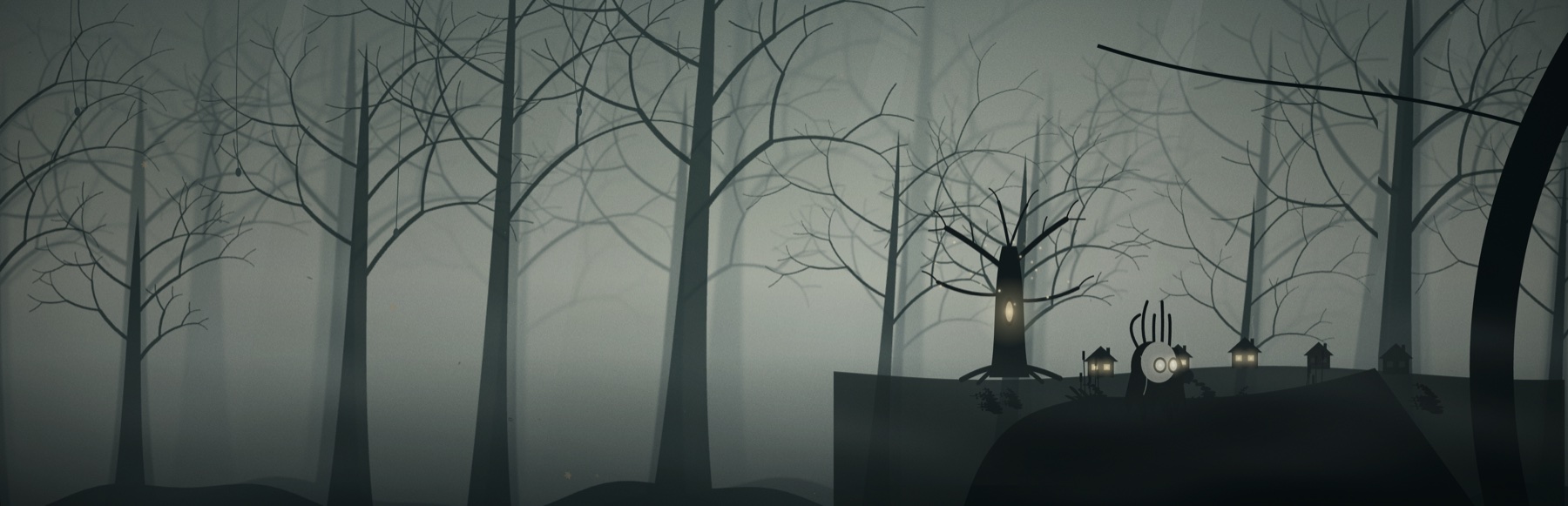 HOLLOW’s forest keeper beneath a glowing tree in a misty woodland