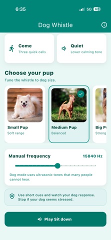 PupWhistle app screen 2